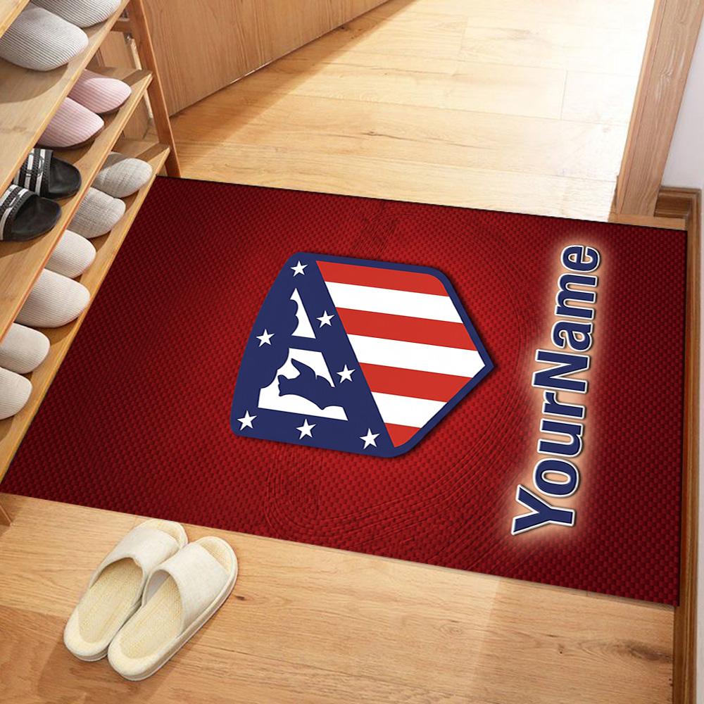 Atletico Madrid Customize Text Carpet Perfect for Outdoor Hallway Game Room Dormitory Anti-slip Rug Decorate Offices
