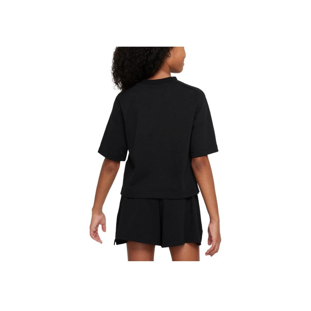 Nike Logo Print Crew Neck Short Sleeve T-Shirt Kids tops Black FN8589-010
