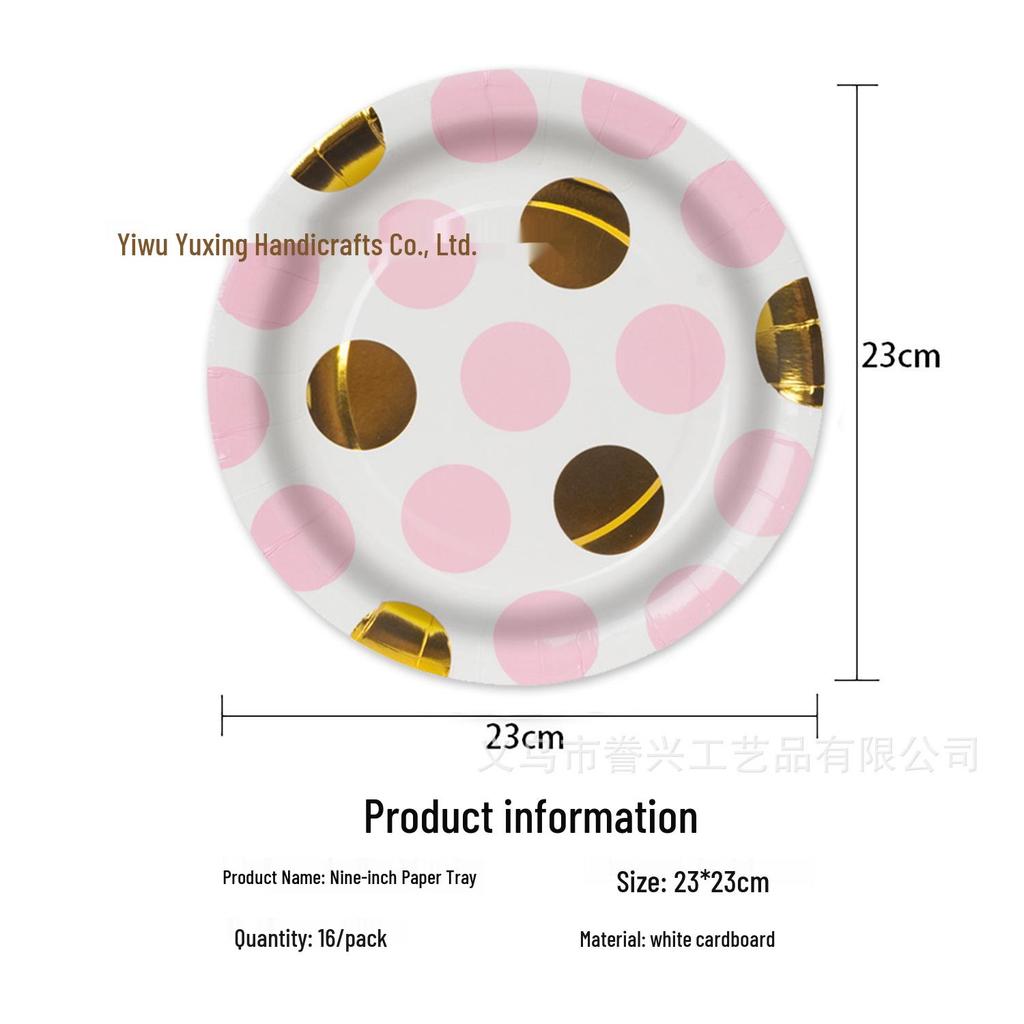 Polka Dot Pink Party Disposable Tableware Set: Plates, Knife, Fork, Spoon, and Cups