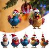 2D Christmas Rooster Ornament Cartoon Car Chicken Pendants Flat Rooster Pendant  Party Supplies
