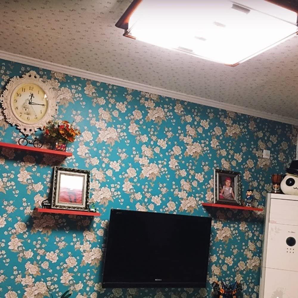 HaoHome Retro Peony Peel and Stick Wallpaper Decorative Wall Paper Floral Removable Self Adhesive Shelf Liner Roll