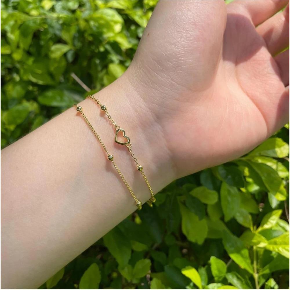Love Heart Bracelets for Women Double Layer Matching Chain Bracelet Jewelry Gift