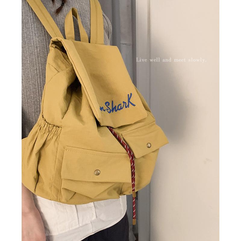 Korean version embroidered letter backpack bag women's 2025 new fashion college style casual large-capacity student schoolbag