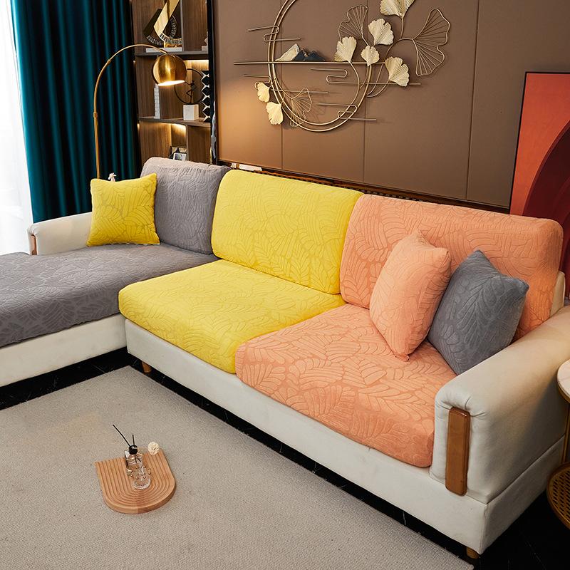 Elastický žakárový potah na pohovku Jednobarevný Zahuštěný rohový Kombinovaný potah na pohovku na ochranu potahu na nábytek v obývacím pokoji