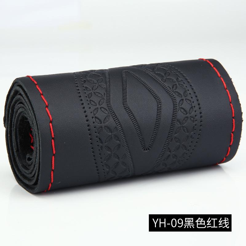 Car Steering Wheel Covers Braid DIY 38cm Soft Genuine Leather Car Covers Car With Needle And Thread Auto Interior Accessories