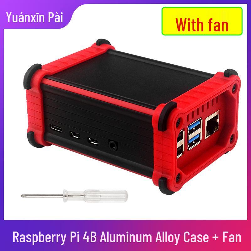 Raspberry Pi 4B Aluminum Alloy Case with Fan - Durable Shell with Tools Included