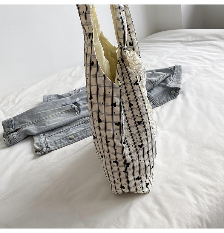 2025 New Autumn Plaid Canvas Tote - Casual High-Value Commuting Shoulder Bag