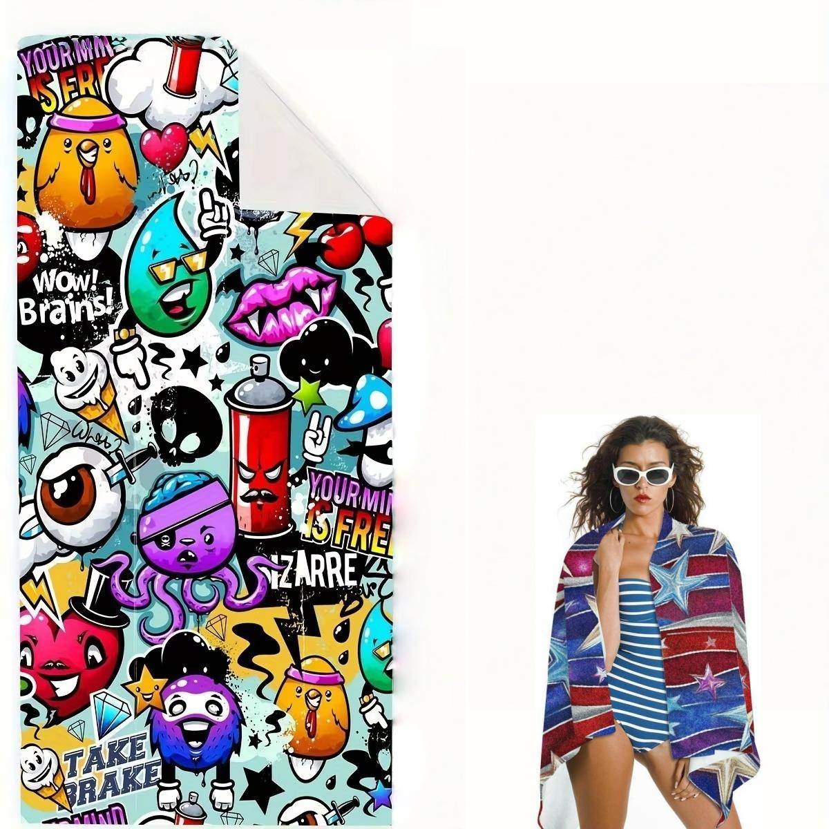 Lampada White Vibrant Pop Art Multi-Size Beach Towel Soft Absorbent Skin Friendly Lightweight Flat Print Design For Pool Camping Vacation