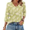 Women's V Neck 3/4 Sleeve Tops Casual T Shirts Basic Summer Tees Loose Fit Fall Pullover Tunic