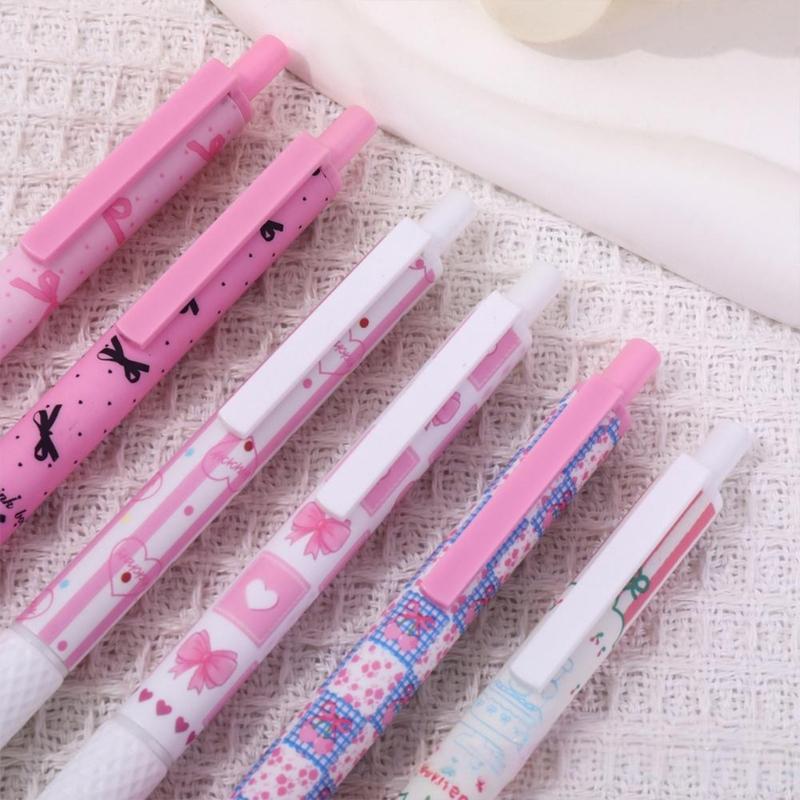 6pcs Luminou Study Pen Featuring Ergonomic Grip and Decorative Ribbon Trim