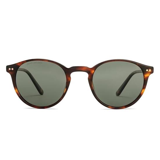John Jacobs Ali Fazal Full Rim Round Stylish & Premium UV Protected Sunglasses | Acetate Lines | 100% UV Protected | Men & Women | Medium | JJ S17341