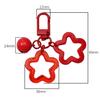 6.5cm Alloy Colored Hollow Out Dual Five Pointed Star Bell Keychain