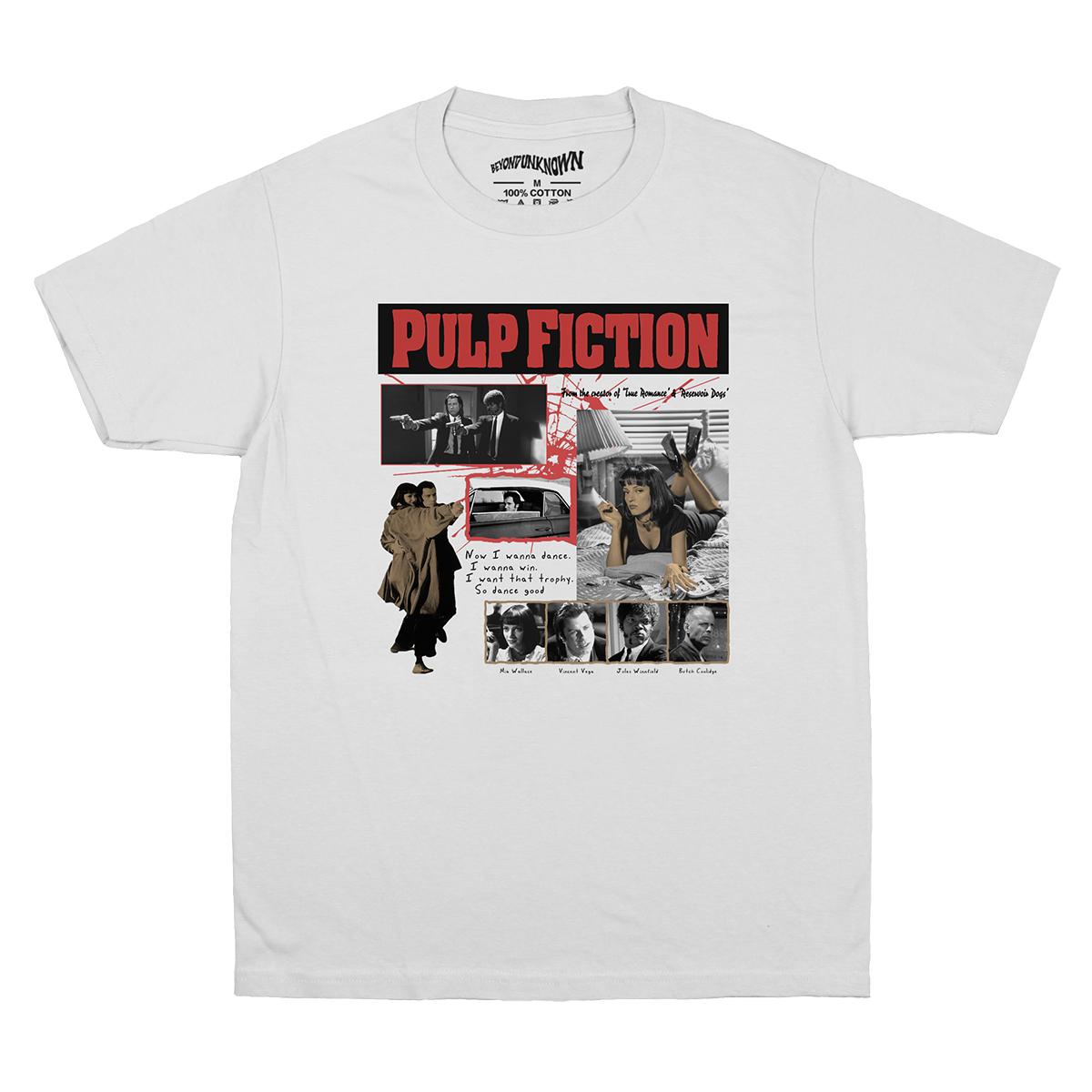 Pulp Fiction TShirt Movie Travolta Tarantino Uma ThurUnisex Reservoir Dogs Unisexs Women Short Sleeves Cotton White Tee Shirt S