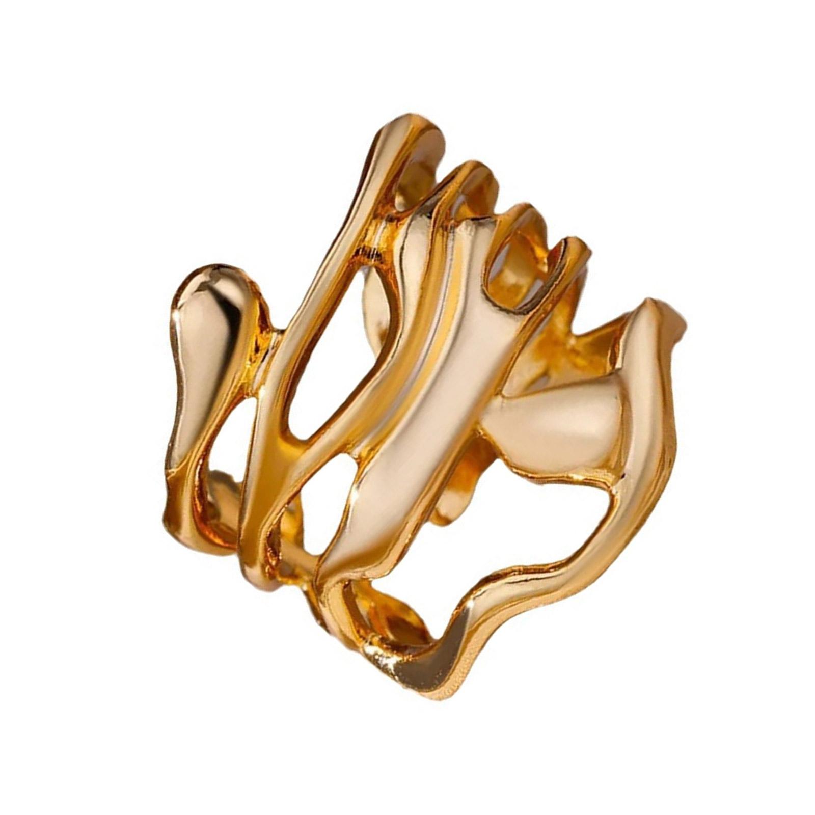 

Многоцелевые прочные металлические материалы золотые полые кольца модные широкие полосы ювелирные изделия подарки для пар повседневная одежда золотой