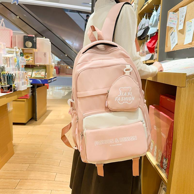 Цветной блок школьная сумка студенческий рюкзак в стиле колледжа женский рюкзак — фото 4