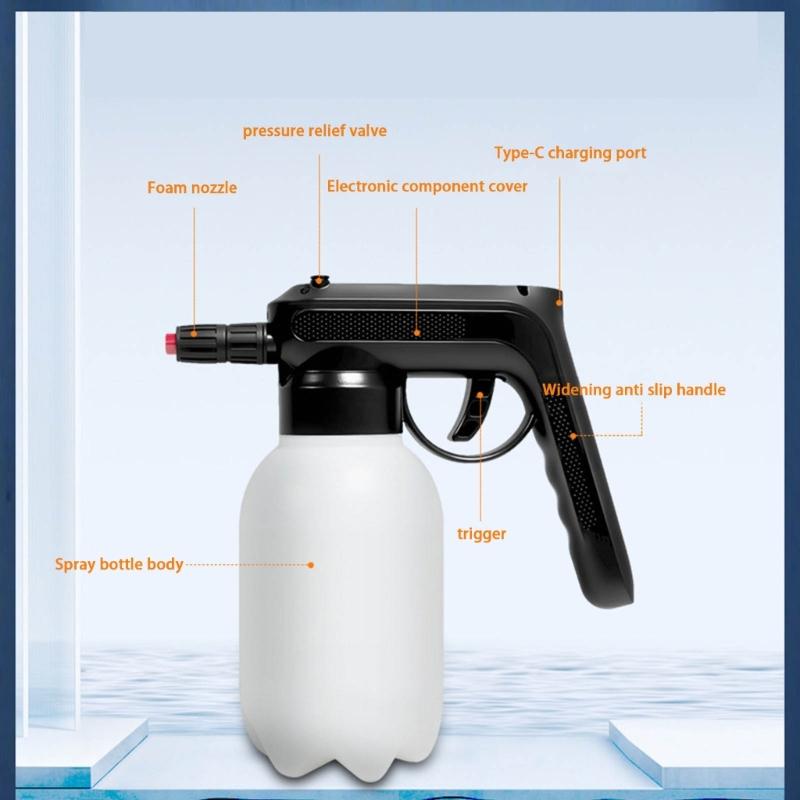 Electric Foam Sprayer Handheld Foam Sprayer Bottle Rechargeable for Car Washing Foam Cannons Car Detailing Accessories