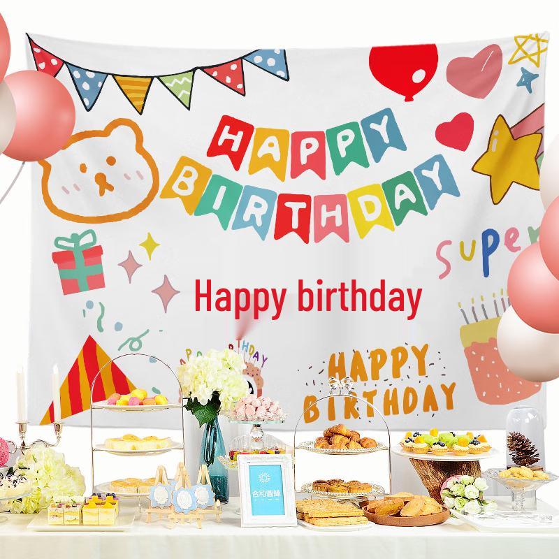 

Cartoon Kids Birthday Party Background Cloth
