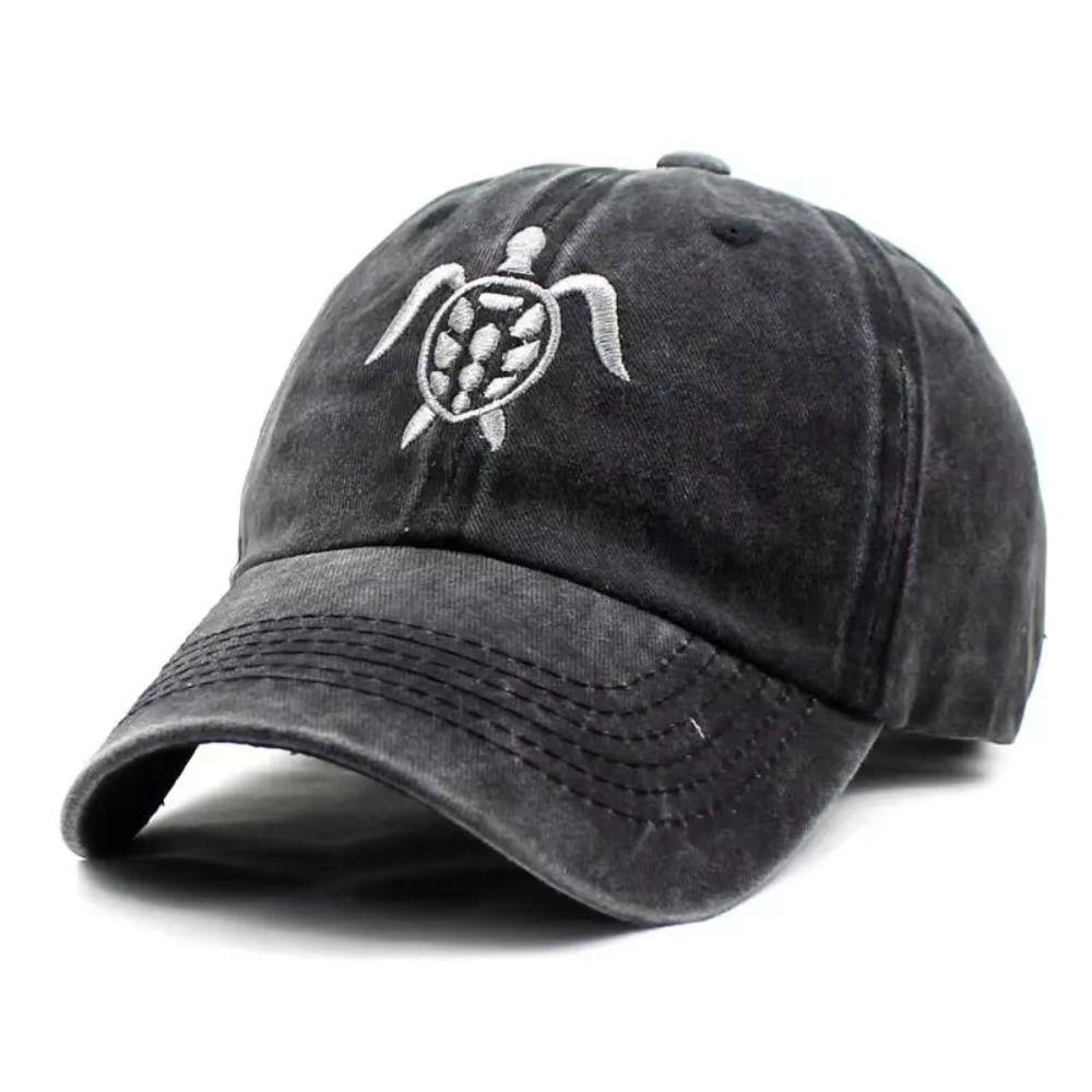 Fashion Cotton Turtle Baseball Cap Turtle Embroidery Adjustable Sun Hat Uv Protection Breathable Peaked Cap Outdoor Use