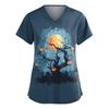 Tuta da donna alla moda con scollo a V, manica corta, con tasche, top stampati per Halloween, abbigliamento