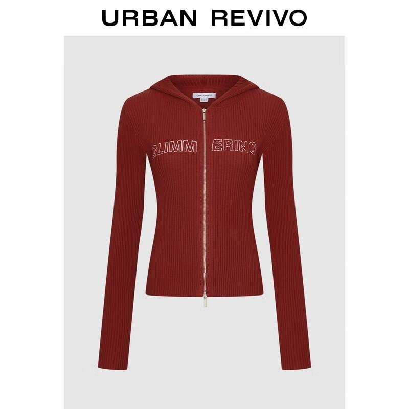 

UR Women s 2025 Winter Hooded Letter Print Short Knit Cardigan XS