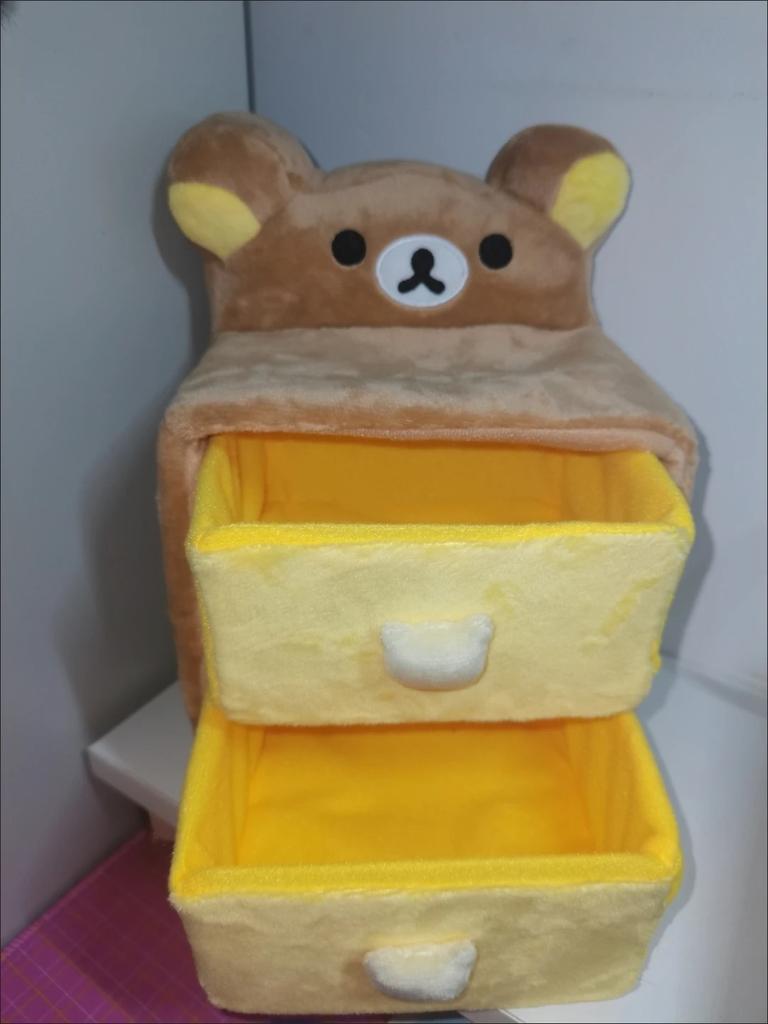 Cartoon Relaxed Bear Double Door Wardrobe Storage Cabinet Plush Jewelry Partition Storage Box Fun Toys Desktop Storage Gifts