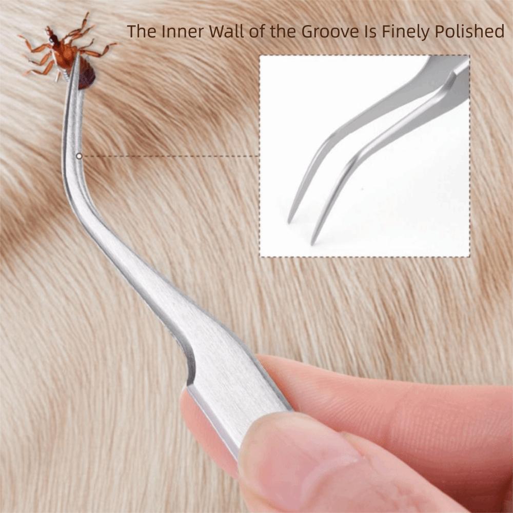 3Pcs/Set Stainless Steel Tick Removal Tool Tick Fork Double Headed Clamp Tick Remover Tool Portable Bend Clamp