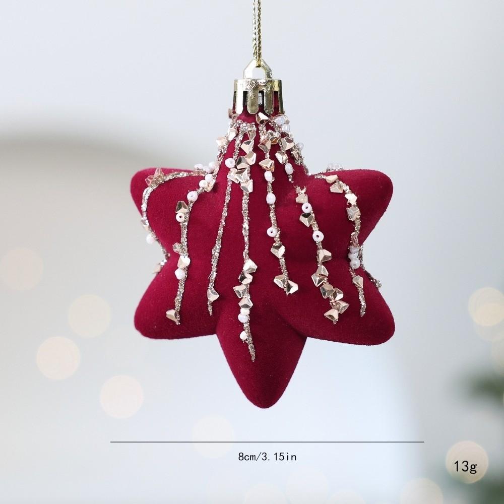Red Flocking Ball Flocking Christmas Bell Pendant New Christmas Tree Decoration Xmas