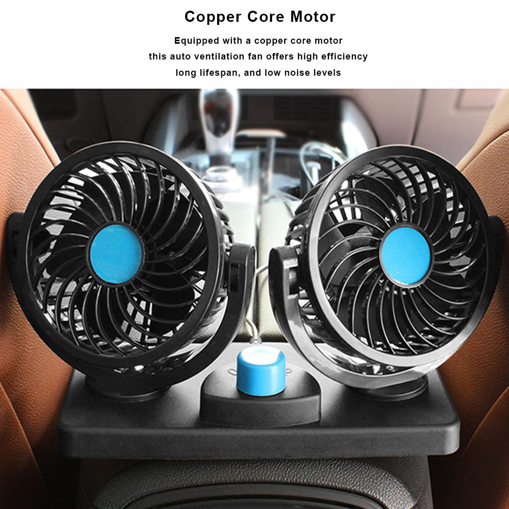 Electric Car Cooler 12/24V Auto Cooling Fan 360 Degree Rotatable Electric Car Circulator 2 Gear USB Port for Auto Truck Off-Road