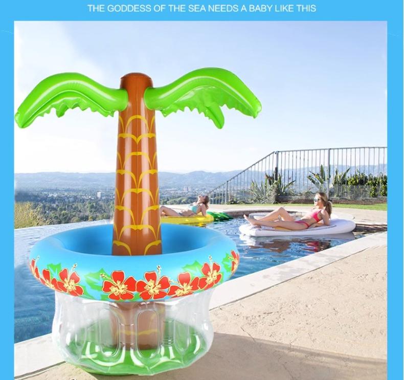 Inflatable Coconut Tree Drink Holder Summer Pool Party Cooler Ice Bucket Blow Up Beverage Tray for Beach Pool Party Accessories