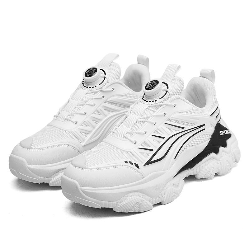 Men's Shoes Autumn New Mecha Leather Surface Rotating Buckle Dad Shoes Platform Casual Sports Shoes Youth Fashion Shoes