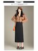 2025 Korean Grey Polka Dot Wool A-Line Skirt: Women's Autumn/Winter Straight Cut, Mid-Length with Back Slit