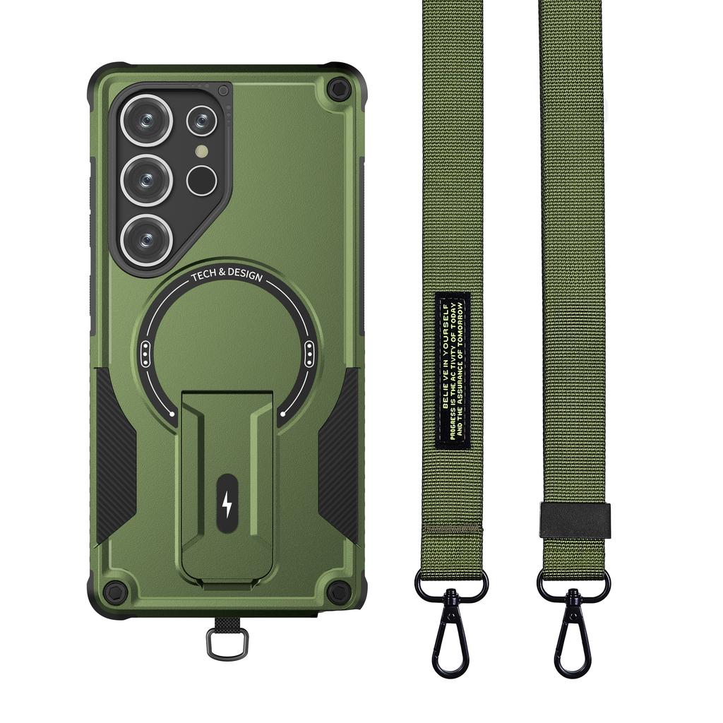 Crossbody Magnetic Phone Case For Samsung S26 Ultra S25 Plus S24 A16 A16 A57 A37 Lens Protection Bracket Wireless Charging Cover