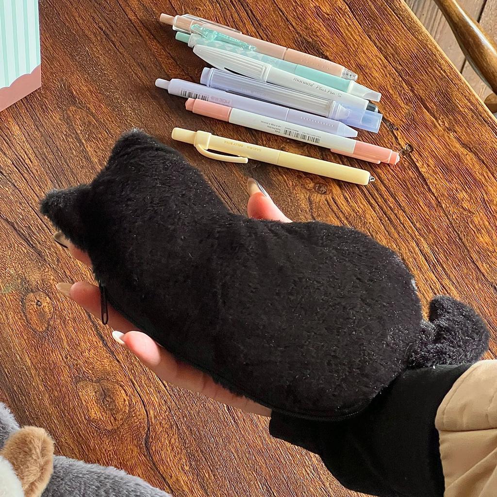 Cute Plush Cat Shaped Pencil Case, Large Capacity Stationery Storage Bag, New Year's and School Start Season Gift Cute Bag