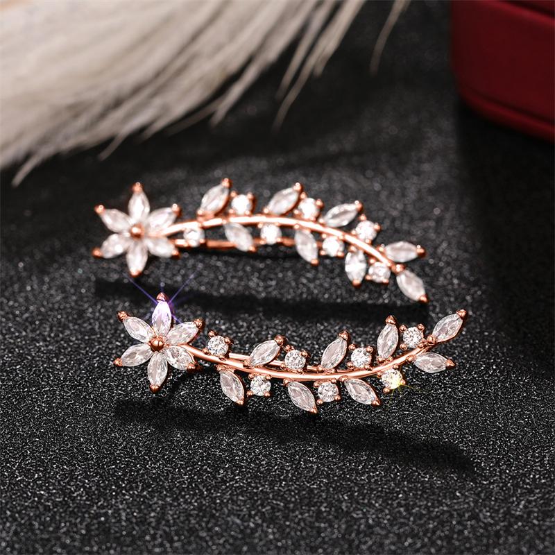 

Роскошные Модные Серьги-пусеты в форме Цветка и Листа для Женщин Ослепительные Кубические Цирконии Эстетичные Серьги для Ушей Заявление Ювелирные Изделия