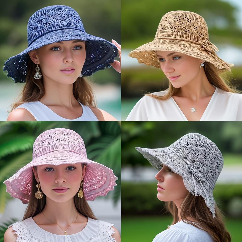 Stylish Wide Brim with Aluminum Detailing - Foldable, Suitable for Beach and Outdoor Activities