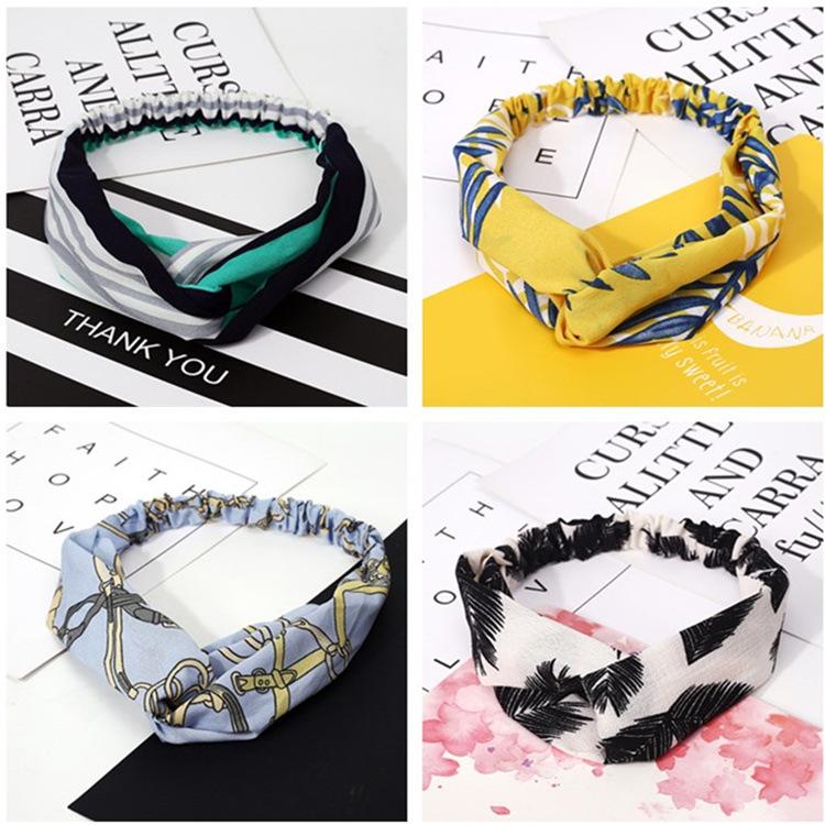 Kvinners Pannebånd Mote Jenter Bohemsk Trykt Kryss Hårbånd Vintage Turban Hårstrikker Bandana Hodeplagg Tilbehør scrunchie