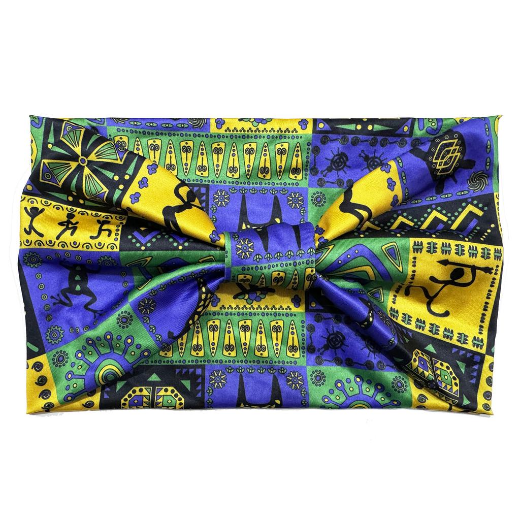 European American Women's Hair Band African Print Pattern Wide Edge Elastic Knot Sports Yoga Headband Women's Headwear Hair