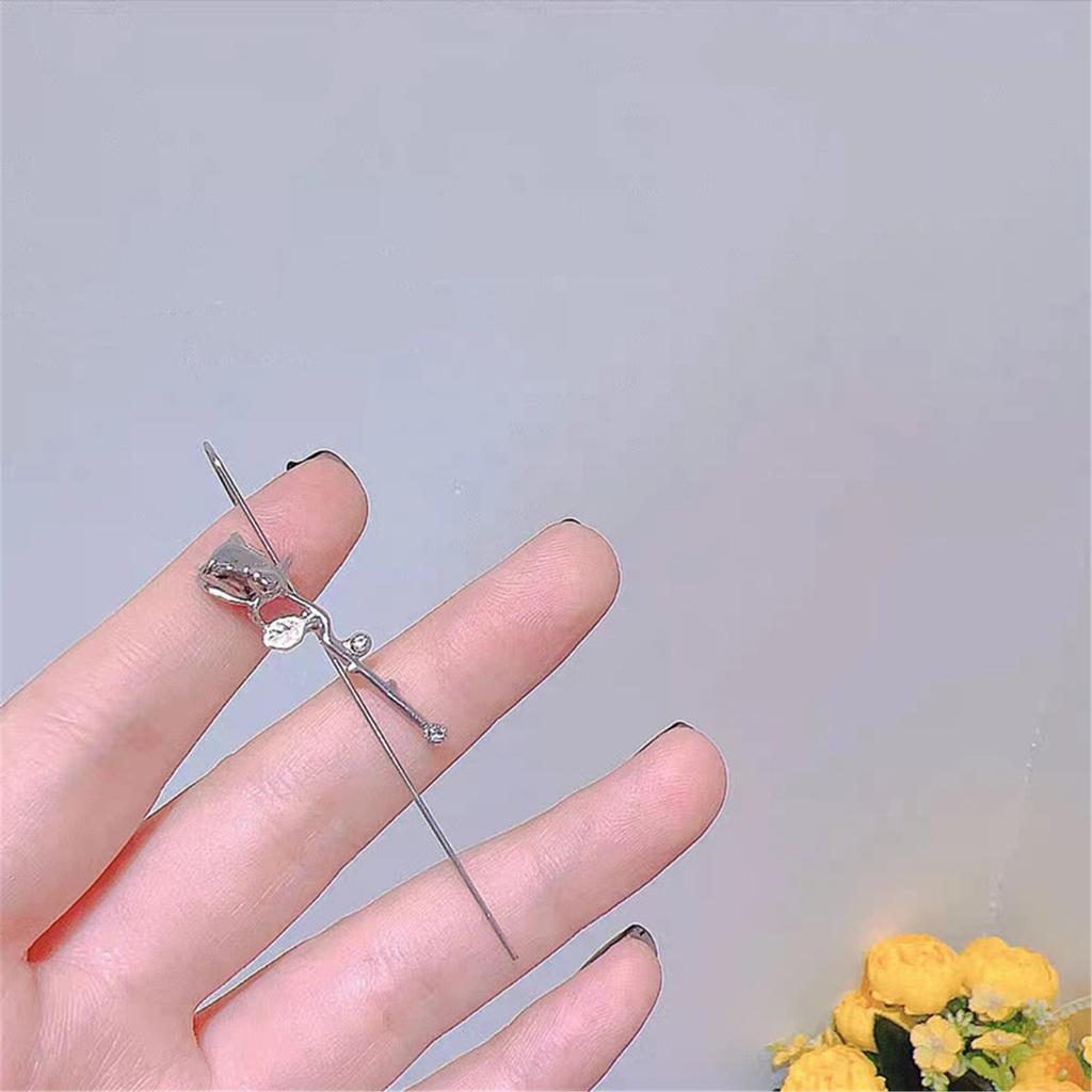 Multifuntional Rose Studs Earrings To Improve Casual or Elegant Outfits Alloy Texture Cuff Earrings for Various Occasion