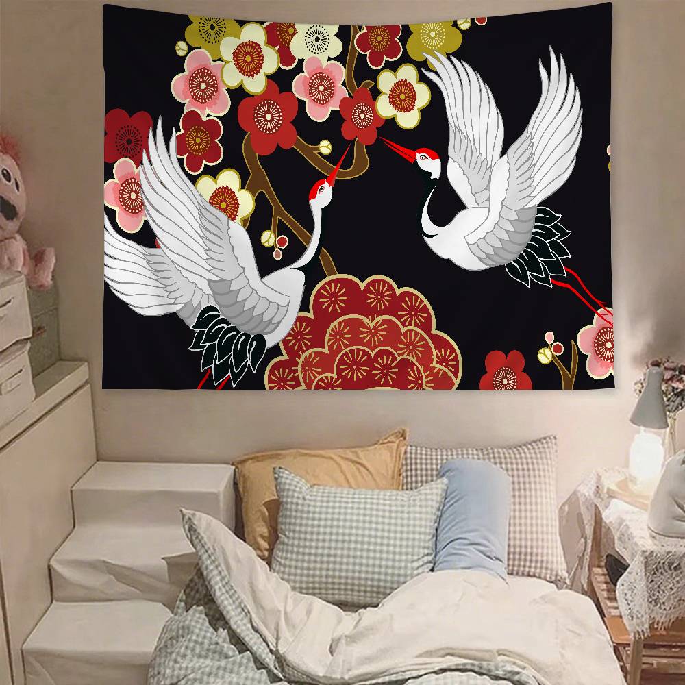 Crane Tapestry Wall Hanging Tapestry Art Deco Blanket Curtain Hanging At Home Bedroom Living Room Decor