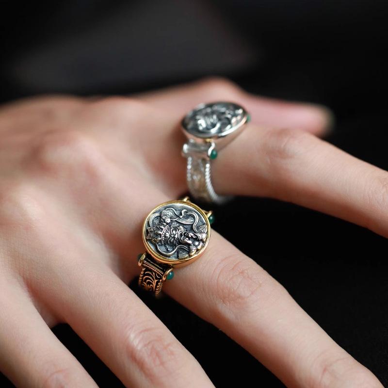 Ventfille   Silve Geometry Grass Ring For Women Girl Retro Ethnic Trend Wide Desigjewelry Gift Dropshipping