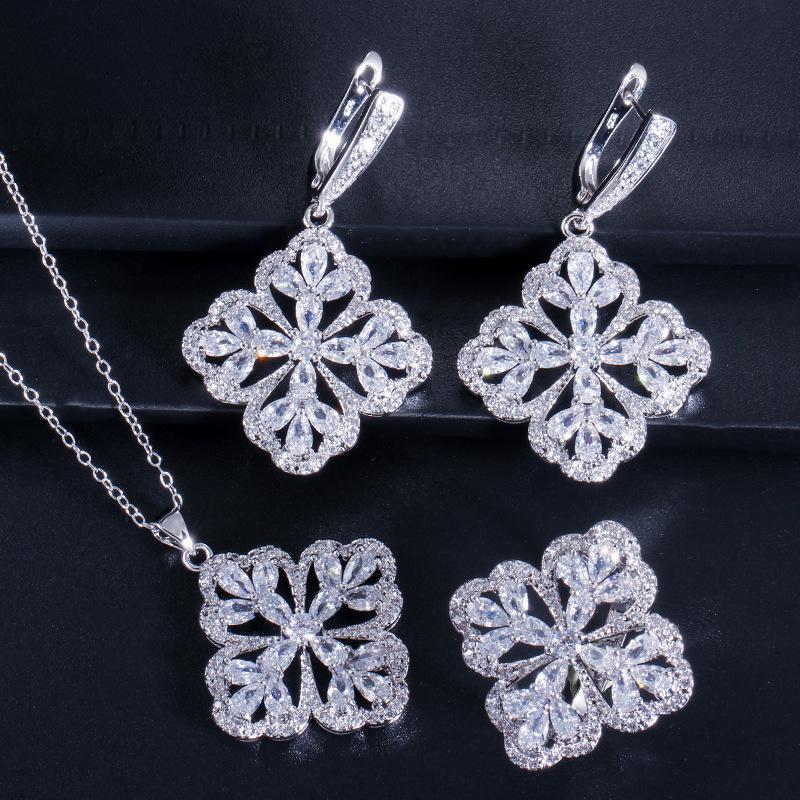 Micro-Set Zircon Earrings, Rings, Pendants, Three-Piece Small Set, Multi-Color Optional.