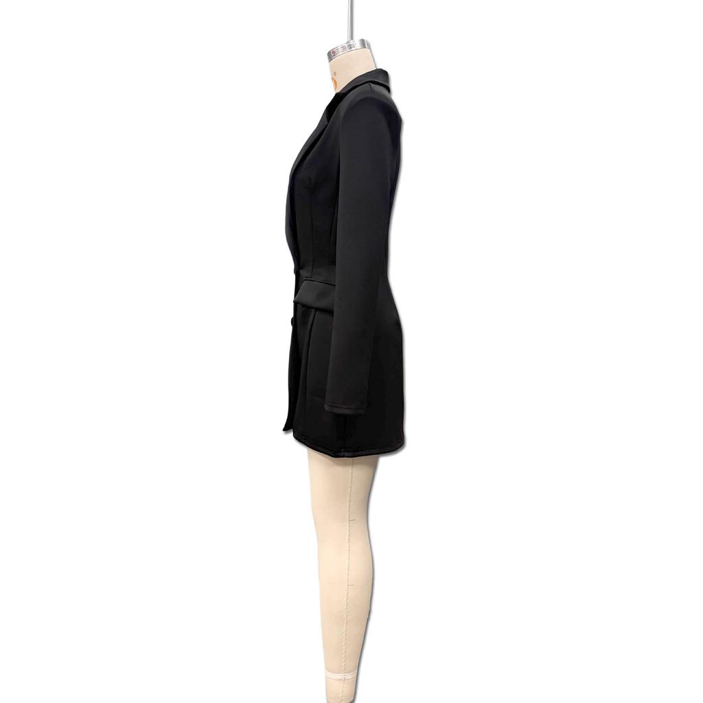 Rochie Costum Damă Toamnă/Iarnă cu Decolteu Adânc în V și Talie Evidențiată