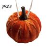 Indoor Autumn Harvest Decoration Velvet Pumpkin Hanging Decor, Fall Ornaments with Caramel And Orange Decor Jute Rope, Thanksgiving Halloween