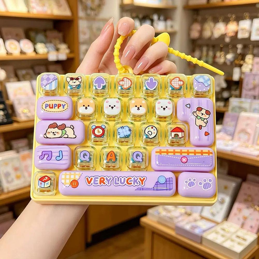 Kawaii 26-Key Mechanical Keyboard Keychain Press Button Stress Relief Fidget Pendant Bag Backpack Accessories Girl Gifts New