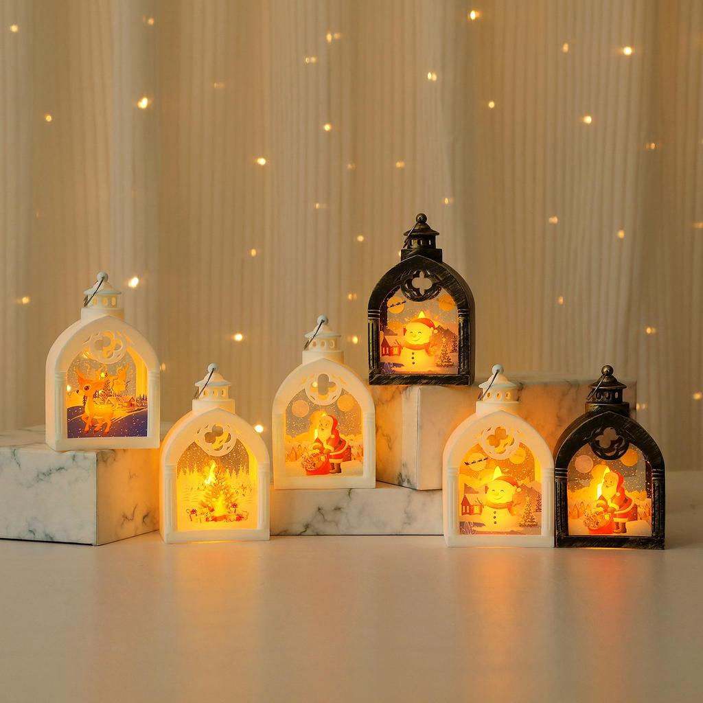 Vintage-Style Christmas Lantern Ornament - Luminous Hanging Night Light for Holiday Decor