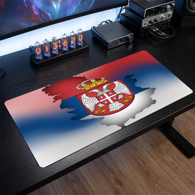 X2532==Serbia Crest Mouse Pad, Extended Non Slip Rubber Desk Mat for Gaming Office Laptop Fan Gift