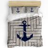 Nautical Anchor Ship Lighthouse Whale Art 3dílná sada povlečení pro manželskou postel Domácí textil Povlak na přikrývku Povlak na polštář Povlak na polštář