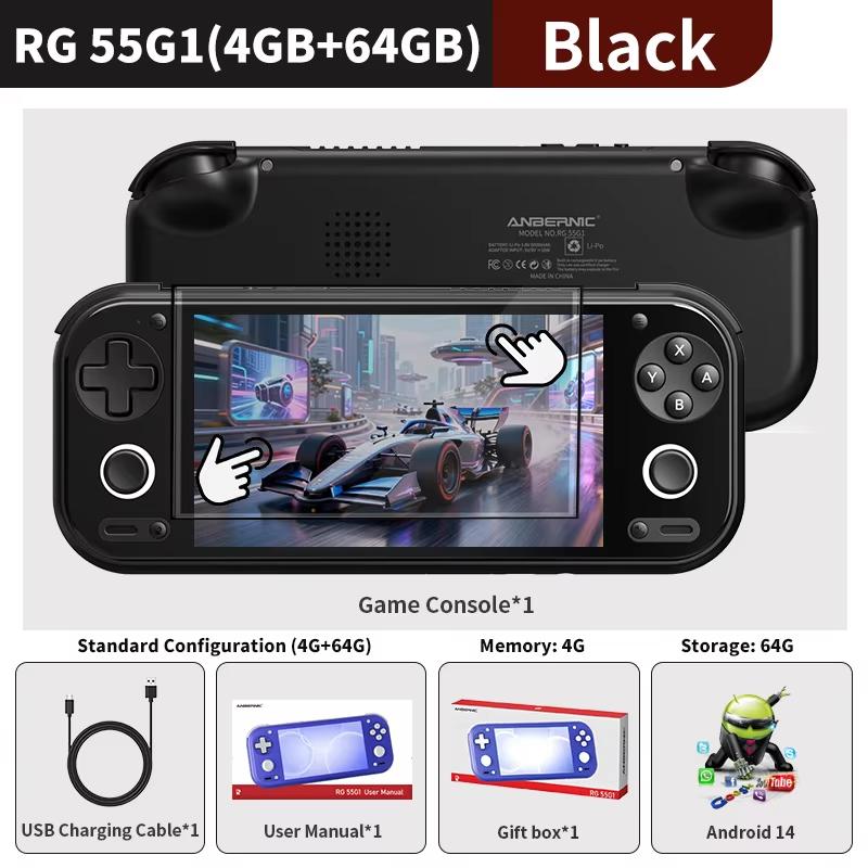 Anbernic RG 55G1 Retro Handheld Game Console 5.5 Inch Touch IPS Screen Snapdragon G1 Gen 2 Android 14 512G PSP PS2 Game RG55G1