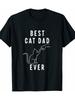 Cat Dad TShirt • Funny Pet Lover Gift with Paw Print Fist Bump Cat Design • Casual Round Neck for Ca