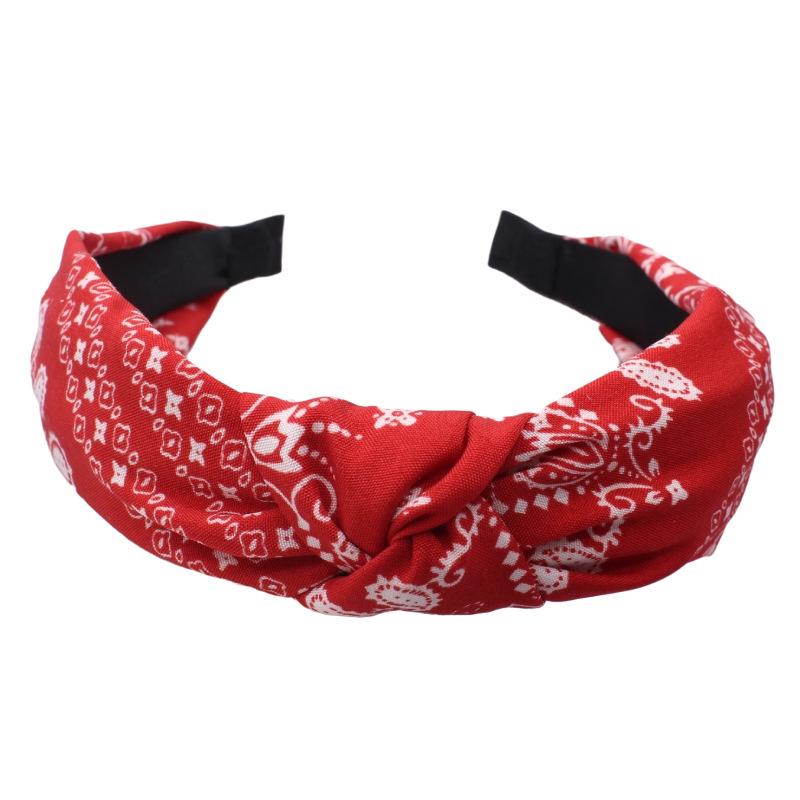 

Vintage Floral Pleated Knotted Headband for Women красный
